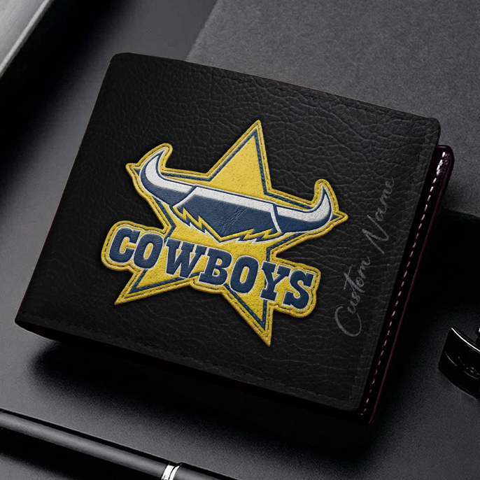 Auspiritmerch North Queensland Cowboys Personalized Leather Wallet Gift For Fans