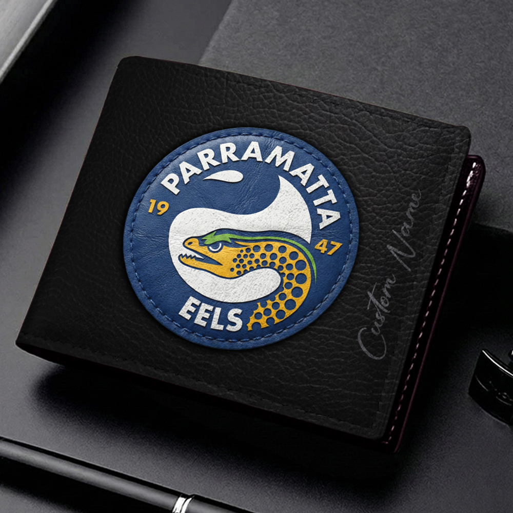 Auspiritmerch Parramatta Eels Personalized Leather Wallet Gift For Fans
