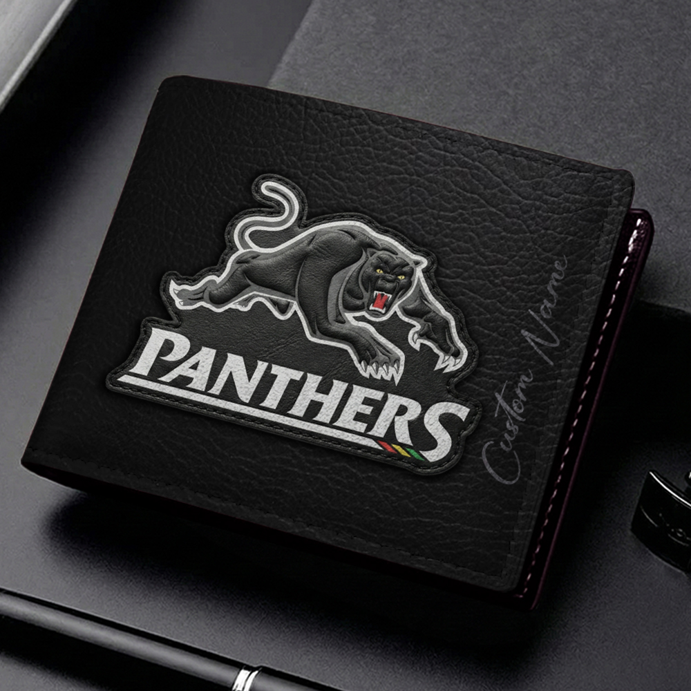 Auspiritmerch Penrith Panthers Personalized Leather Wallet Gift For Fans