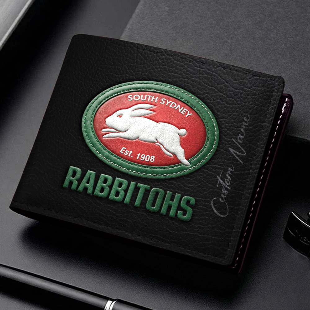 Auspiritmerch South Sydney Rabbitohs Personalized Leather Wallet Gift For Fans