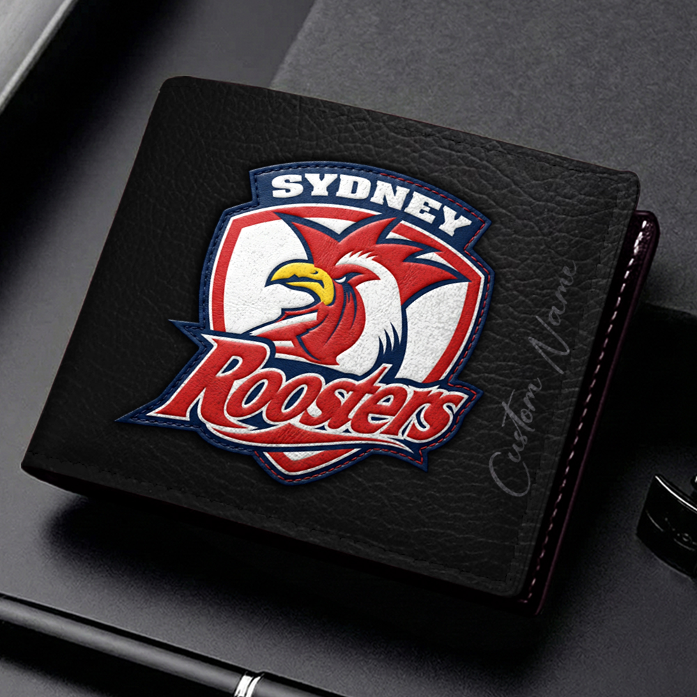Auspiritmerch Sydney Roosters Personalized Leather Wallet Gift For Fans