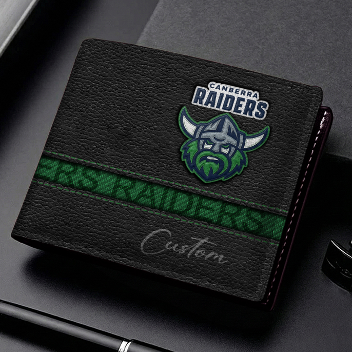 Auspiritmerch Canberra Raiders Personalized Leather Wallet Gift For Fans