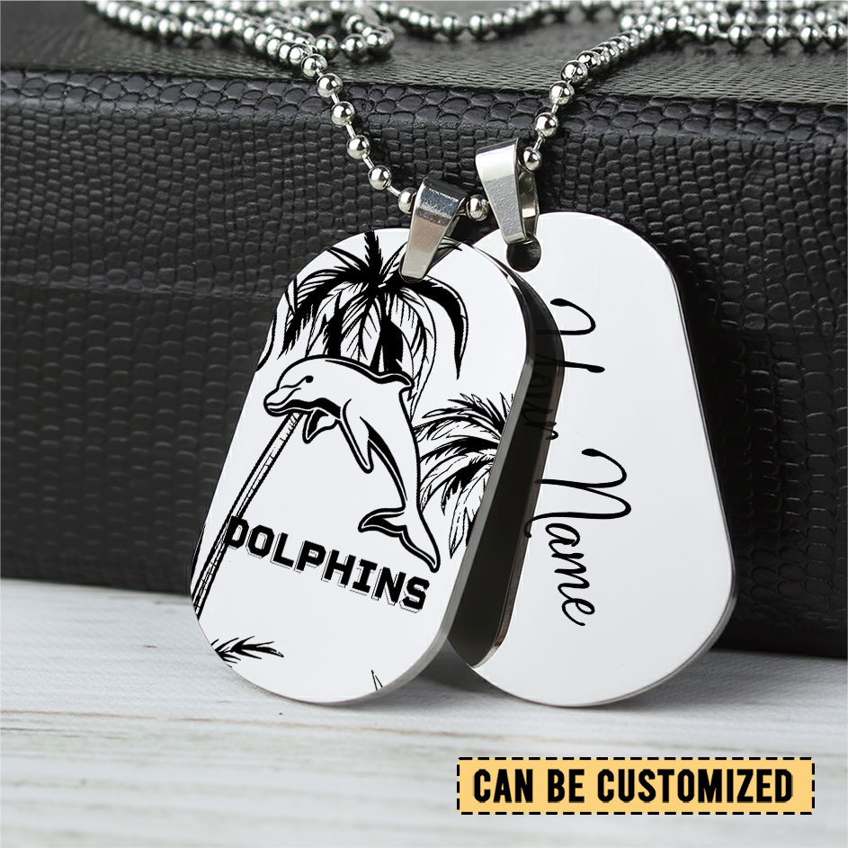 Auspiritmerch Dolphins Personalized Necklace Dog Tag For Fans
