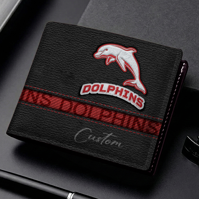 Auspiritmerch Dolphins Personalized Leather Wallet Gift For Fans