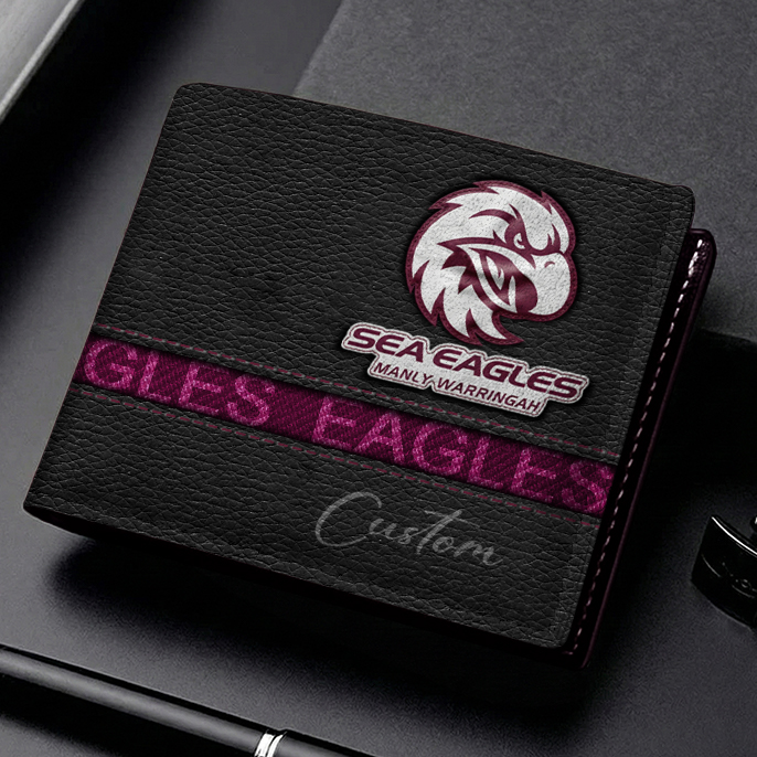 Auspiritmerch Manly Warringah Sea Eagles Personalized Leather Wallet Gift For Fans