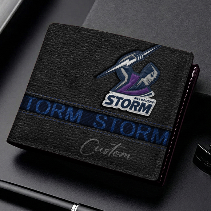 Auspiritmerch Melbourne Storm Personalized Leather Wallet Gift For Fans