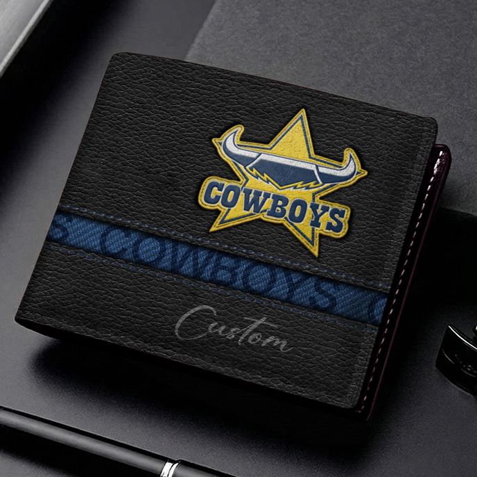 Auspiritmerch North Queensland Cowboys Personalized Leather Wallet Gift For Fans