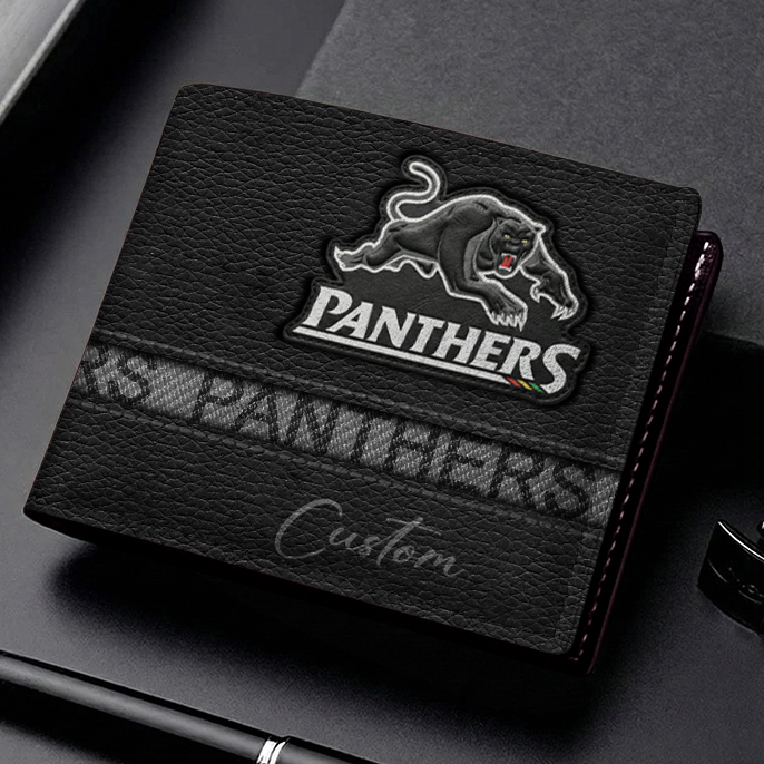 Auspiritmerch Penrith Panthers Personalized Leather Wallet Gift For Fans
