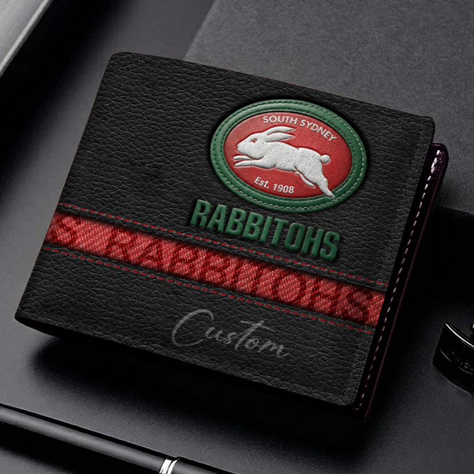 Auspiritmerch South Sydney Rabbitohs Personalized Leather Wallet Gift For Fans