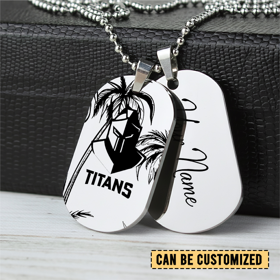 Auspiritmerch Gold Coast Titans Personalized Necklace Dog Tag For Fans
