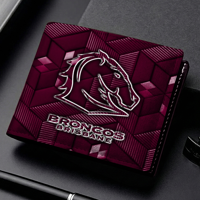 Auspiritmerch Brisbane Broncos Personalized Leather Wallet Gift For Fans