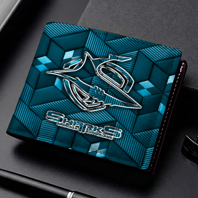 Auspiritmerch Cronulla-Sutherland Sharks Personalized Leather Wallet Gift For Fans