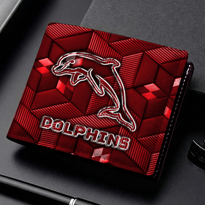 Auspiritmerch Dolphins Personalized Leather Wallet Gift For Fans