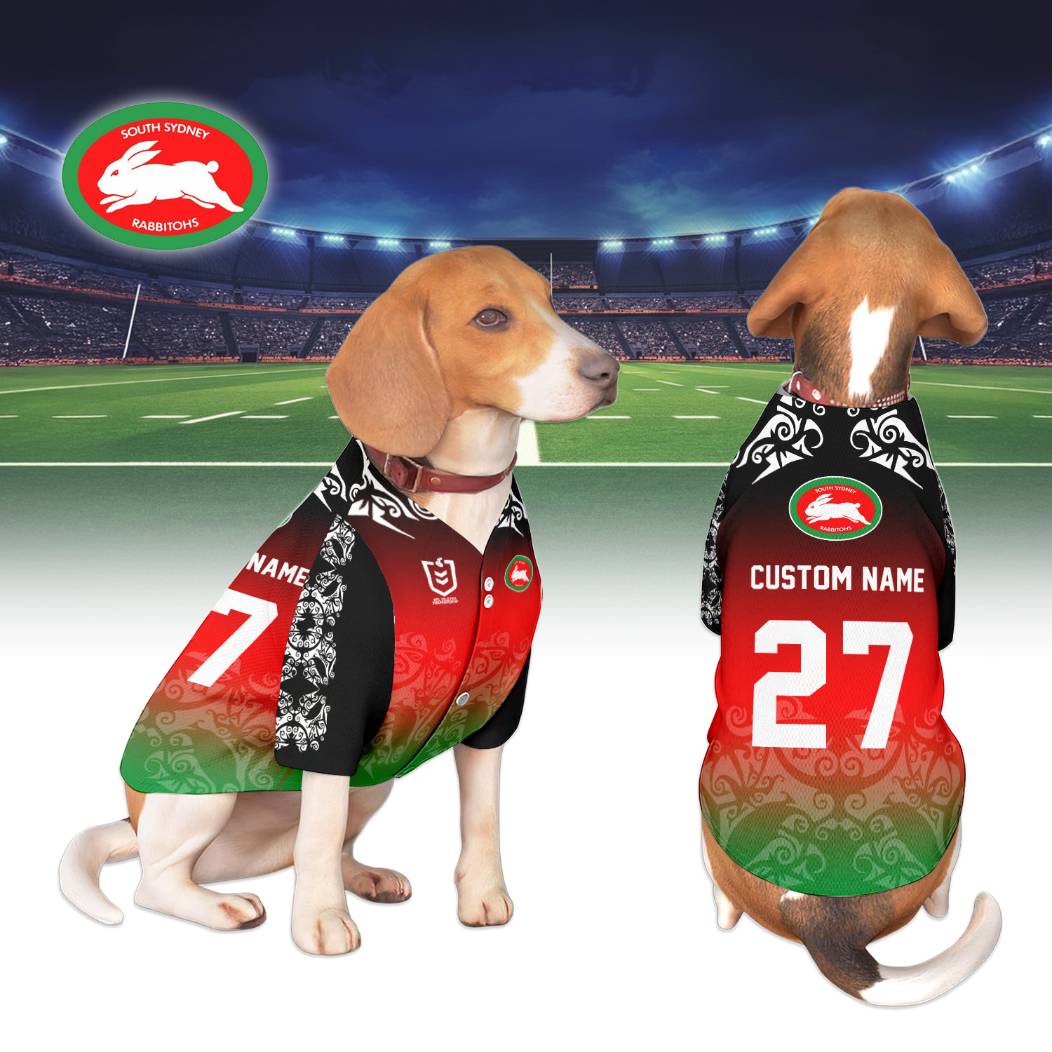 Auspiritmerch South Sydney Rabbitohs Personalized Pet Baseball Jersey Gift For Fans