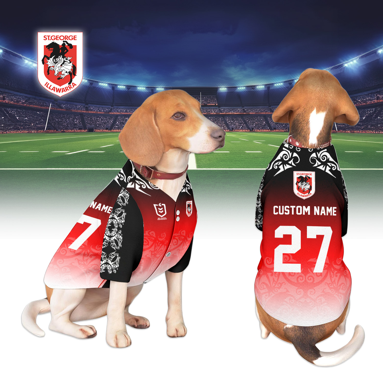 Auspiritmerch St. George Illawarra Dragons Personalized Pet Baseball Jersey Gift For Fans