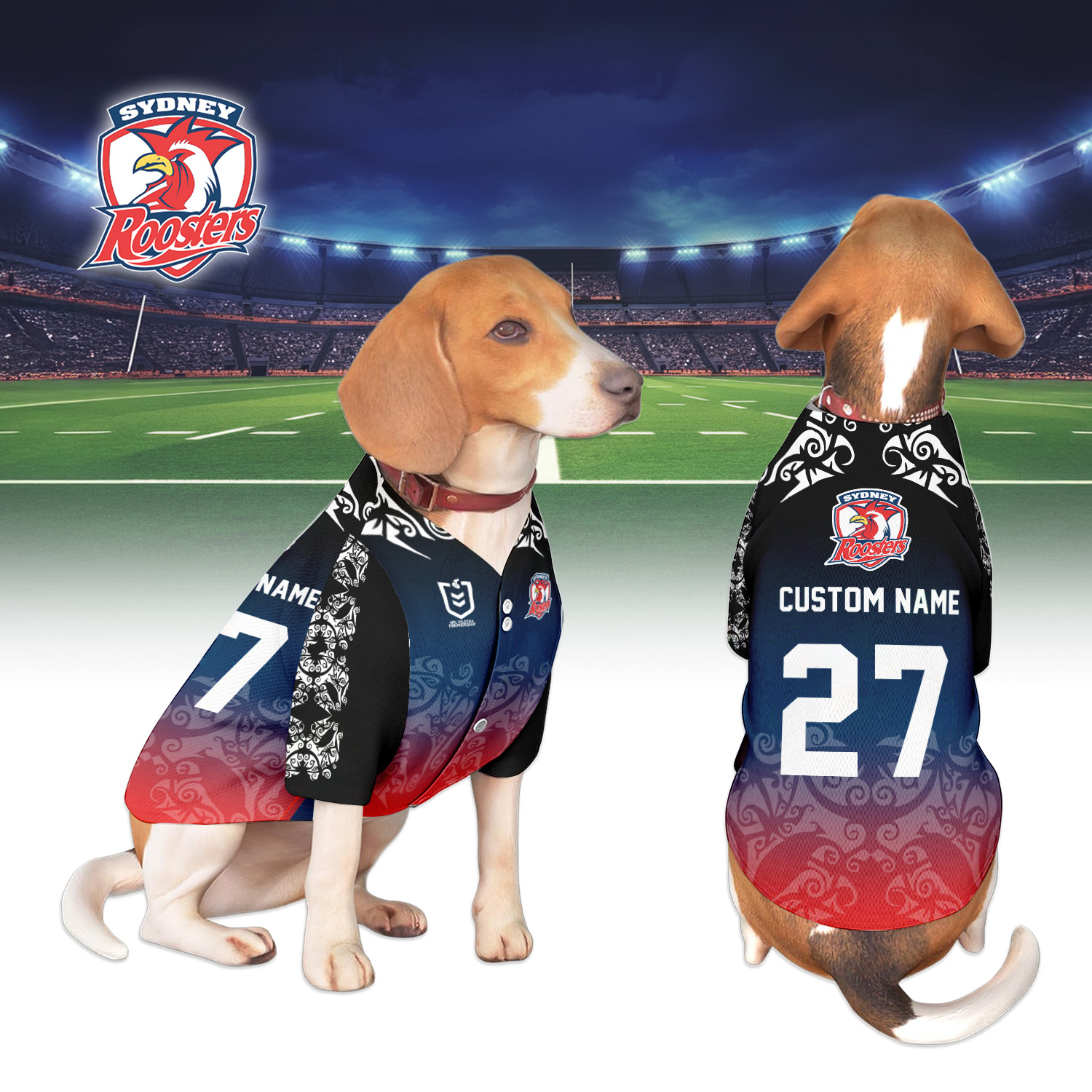 Auspiritmerch Sydney Roosters Personalized Pet Baseball Jersey Gift For Fans