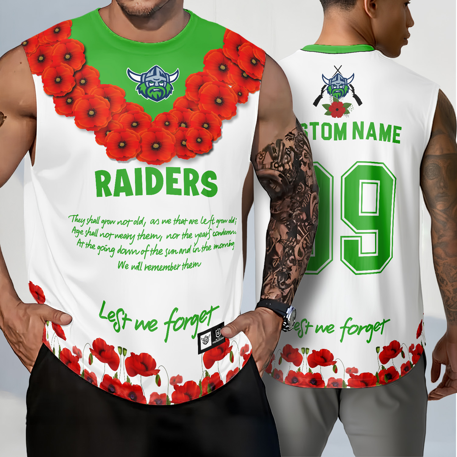 Auspiritmerch Canberra Raiders x Anzac Day Personalized Tank Top Gift For Fans