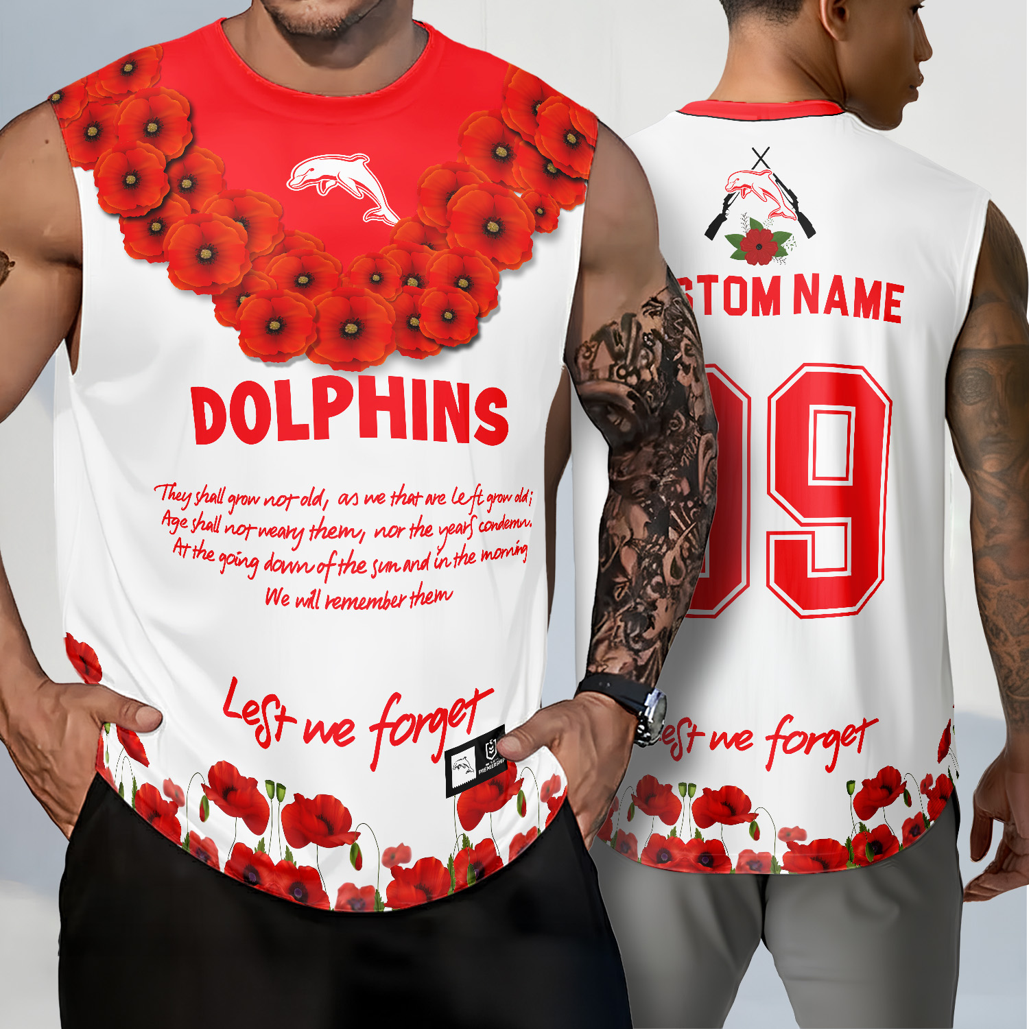 Auspiritmerch Dolphins x Anzac Day Personalized Tank Top Gift For Fans