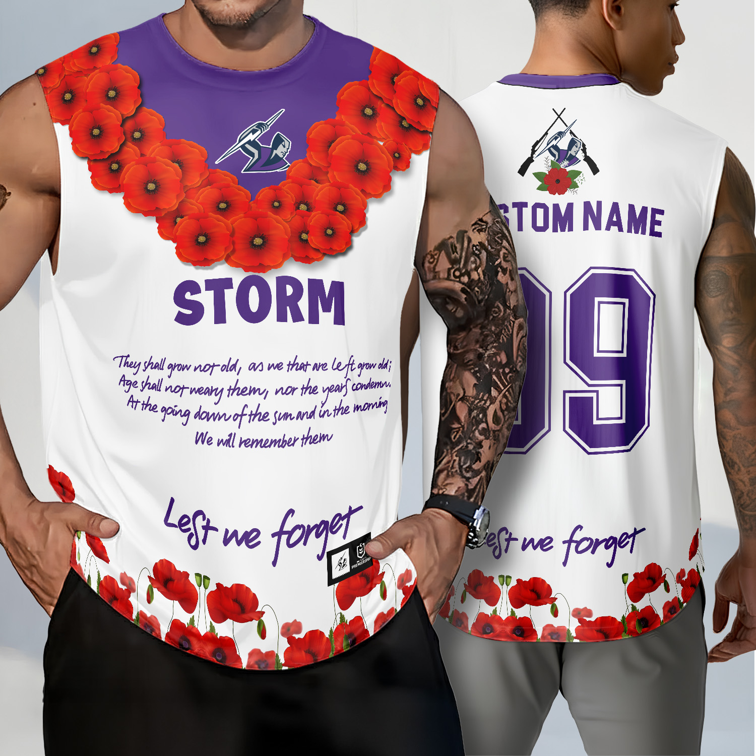 Auspiritmerch Melbourne Storm x Anzac Day Personalized Tank Top Gift For Fans