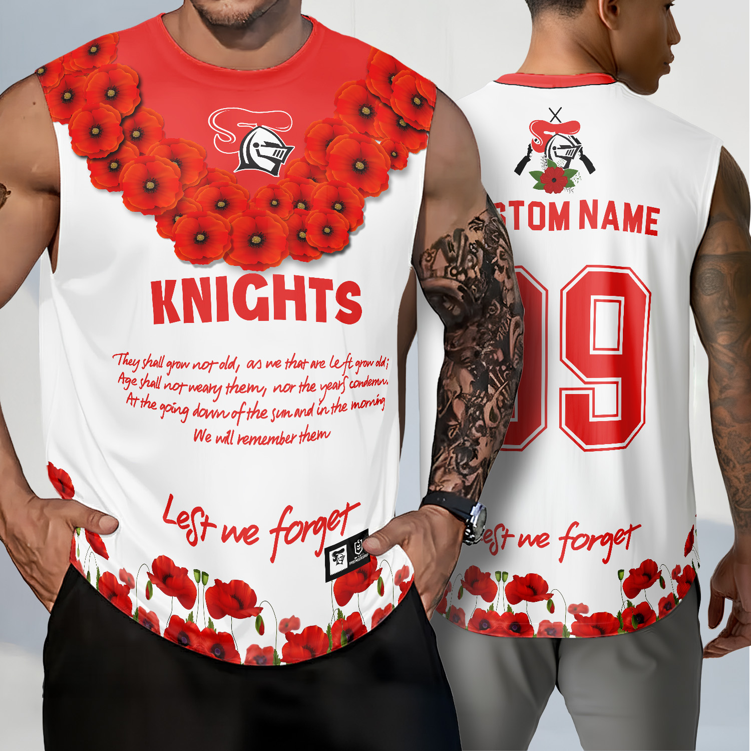 Auspiritmerch Newcastle Knights x Anzac Day Personalized Tank Top Gift For Fans