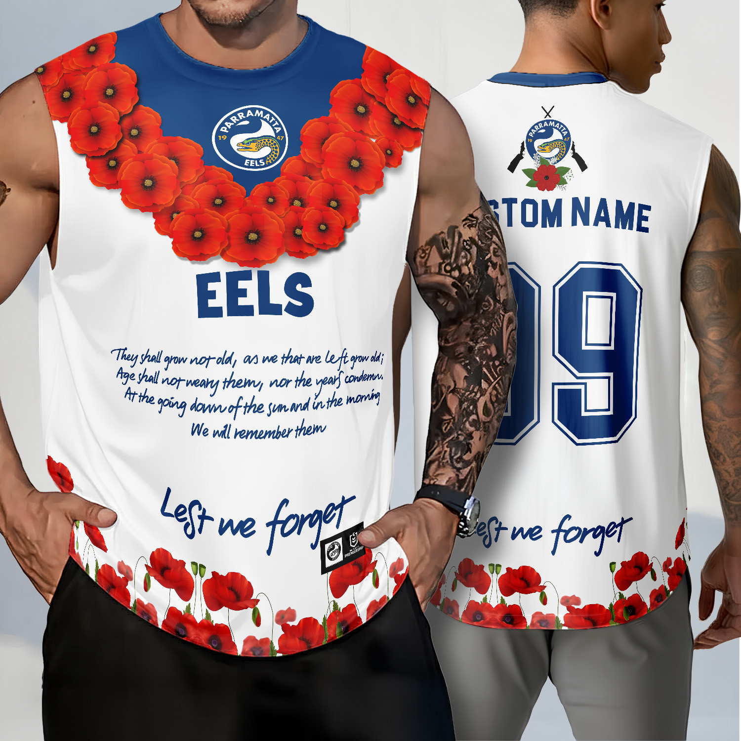 Auspiritmerch Parramatta Eels x Anzac Day Personalized Tank Top Gift For Fans
