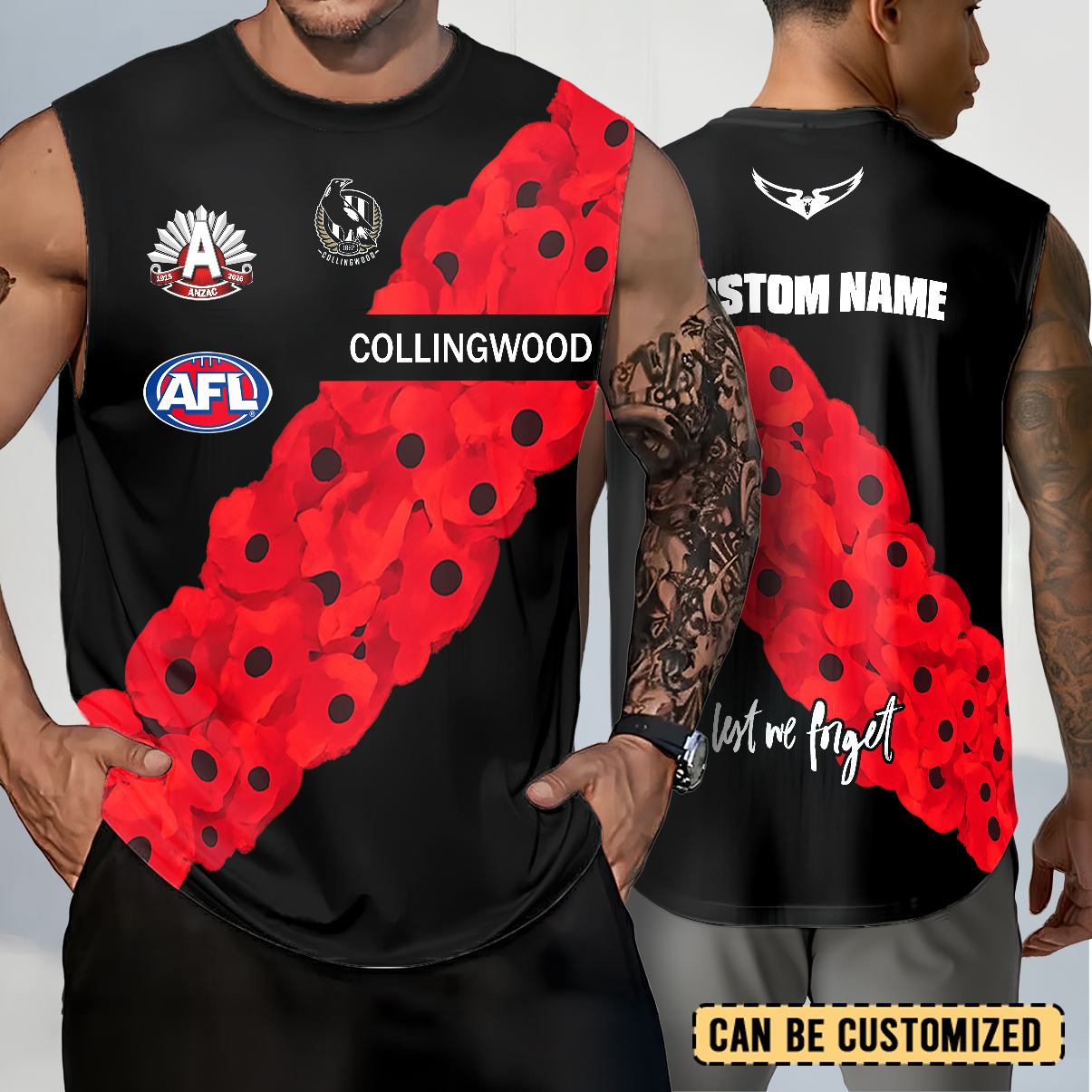Auspiritmerch Collingwood Magpies x Anzac Day Personalized Tank Top Gift For Fans