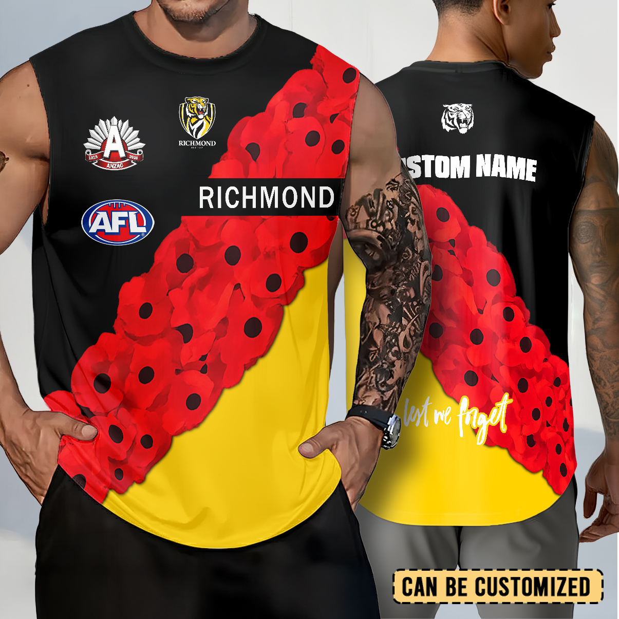 Auspiritmerch Richmond Tigers x Anzac Day Personalized Tank Top Gift For Fans