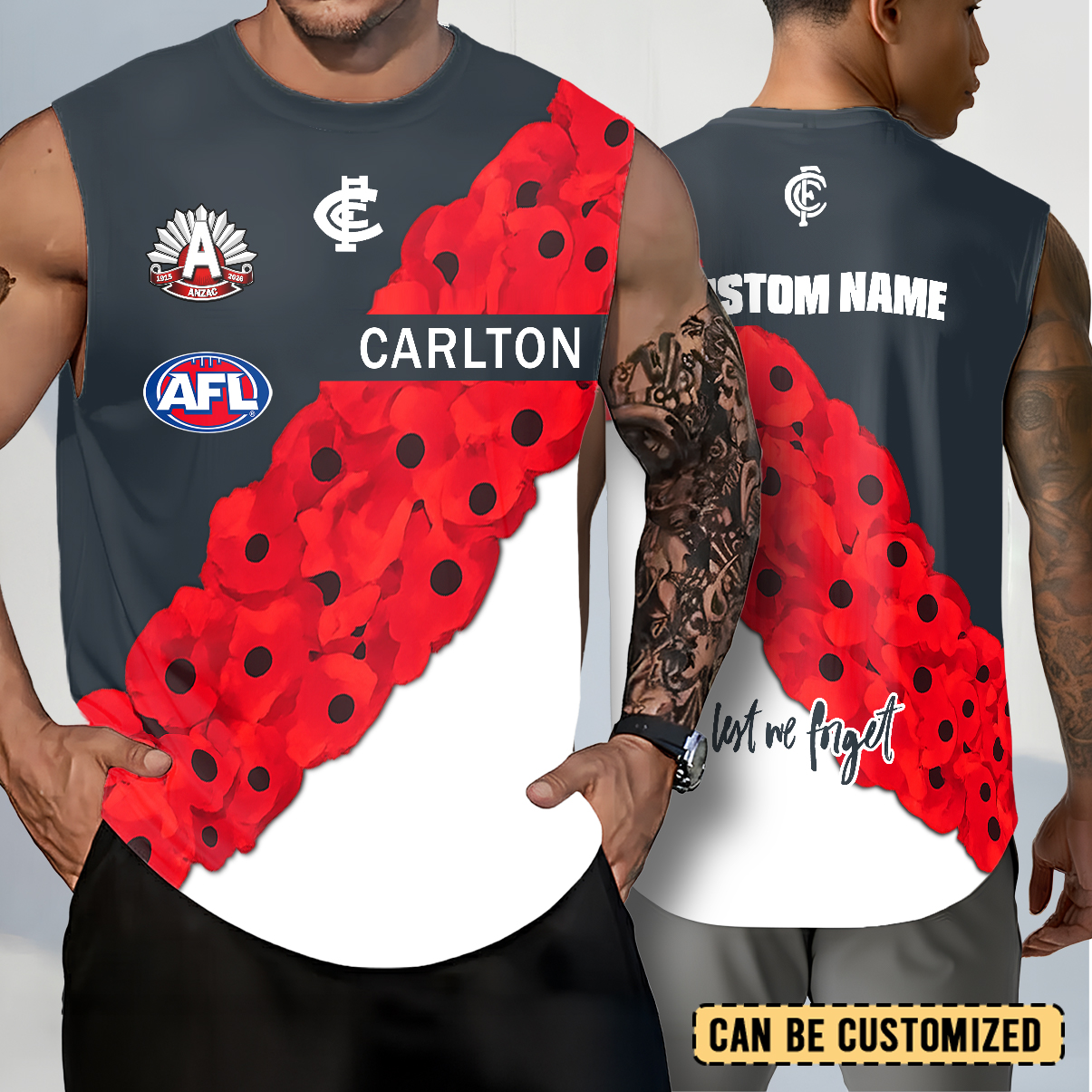 Auspiritmerch Carlton Blues x Anzac Day Personalized Tank Top Gift For Fans