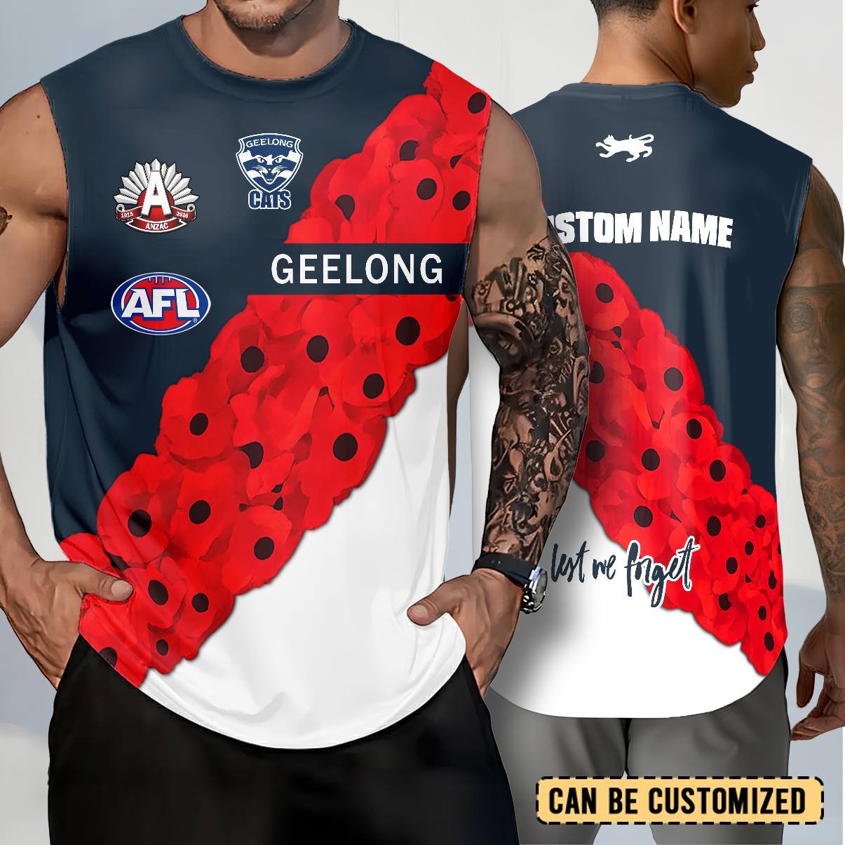 Auspiritmerch Geelong Cats x Anzac Day Personalized Tank Top Gift For Fans