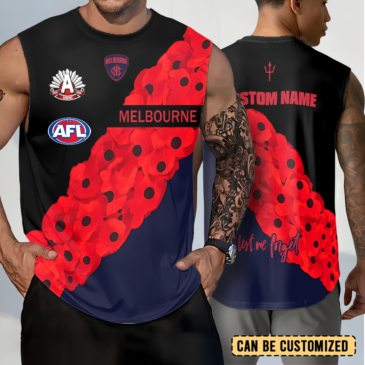 Auspiritmerch Melbourne Demons x Anzac Day Personalized Tank Top Gift For Fans