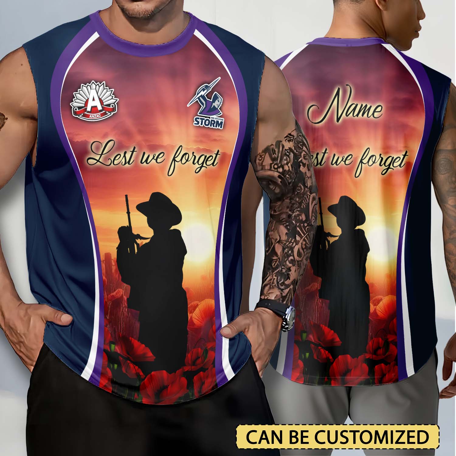 Auspiritmerch Melbourne Storm x Anzac Day Personalized Tank Top Gift For Fans