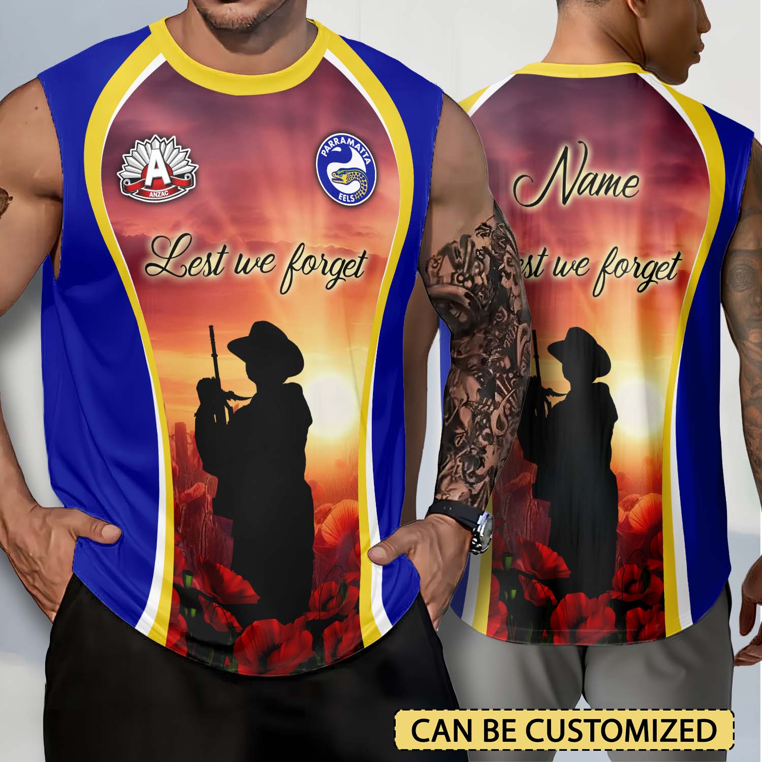 Auspiritmerch Parramatta Eels x Anzac Day Personalized Tank Top Gift For Fans