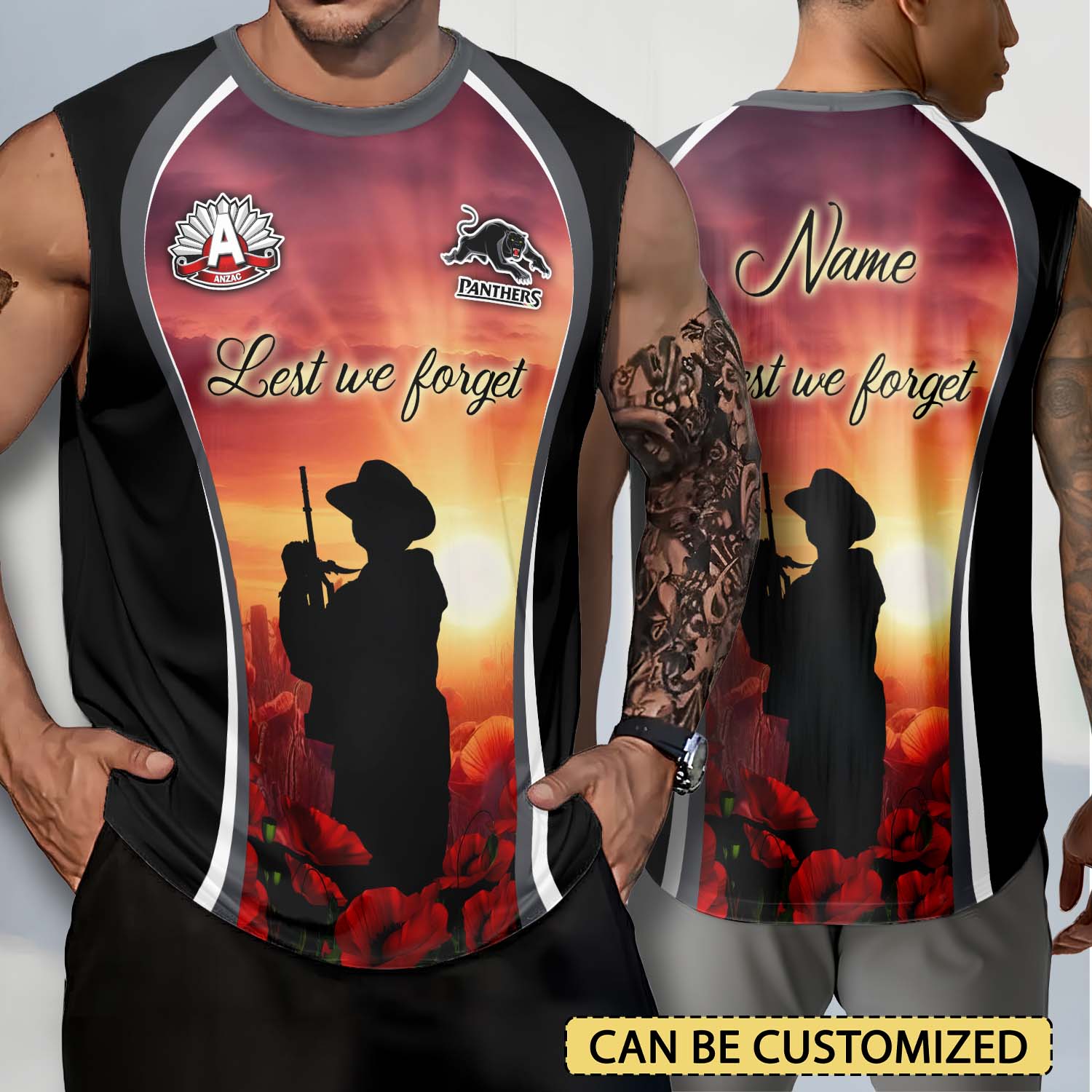 Auspiritmerch Penrith Panthers x Anzac Day Personalized Tank Top Gift For Fans