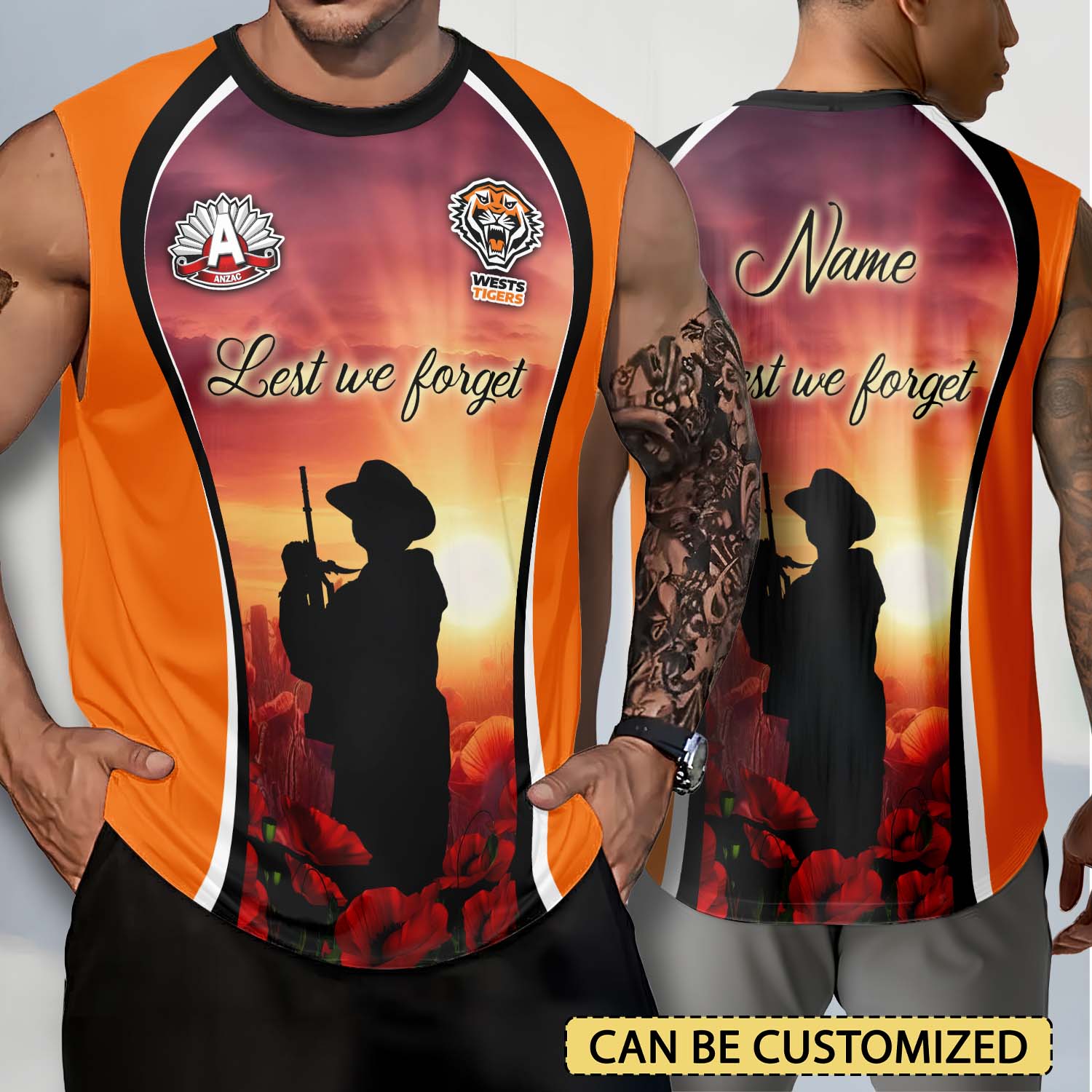 Auspiritmerch Wests Tigers x Anzac Day Personalized Tank Top Gift For Fans