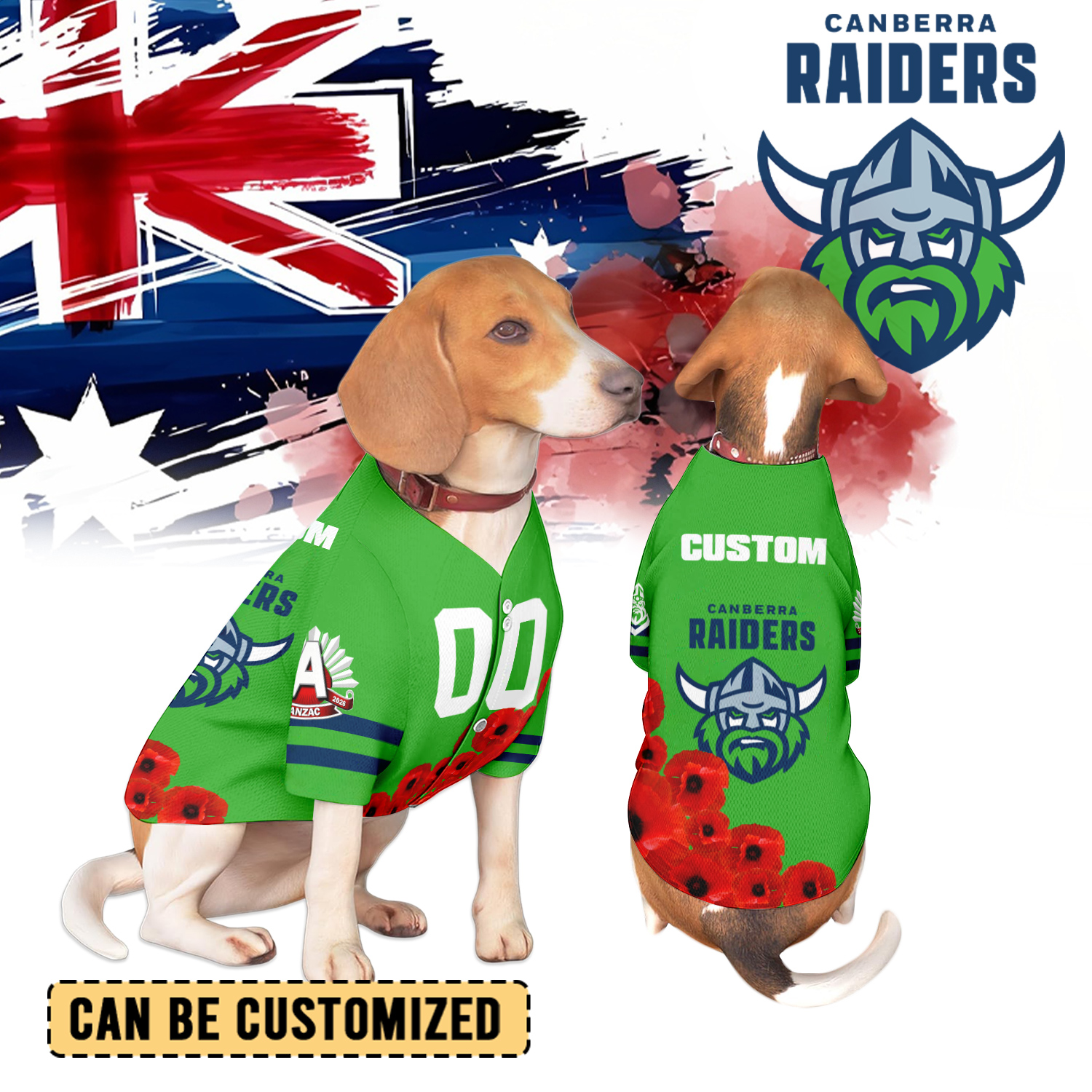 Auspiritmerch Canberra Raiders x Anzac Day Personalized Pet Baseball Jersey Gift For Fans