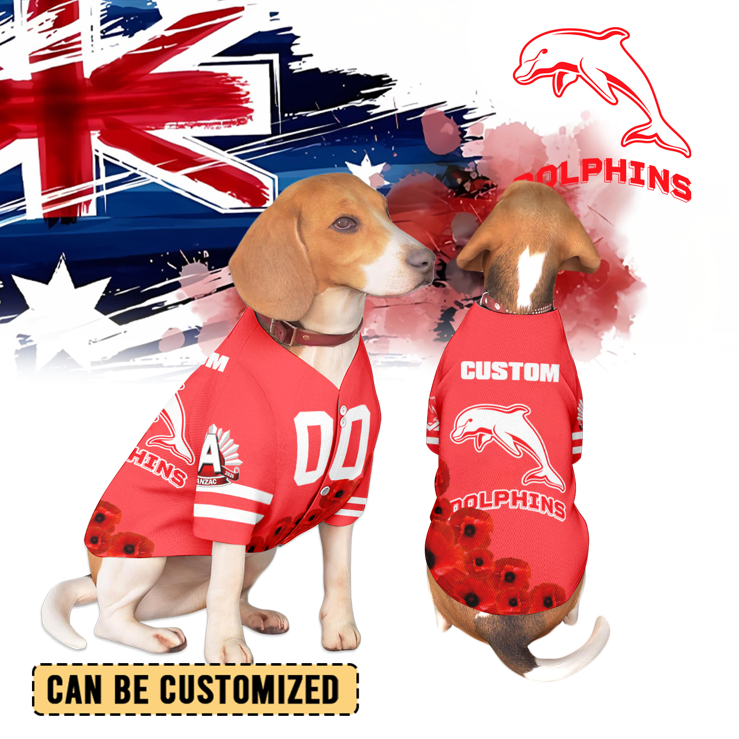 Auspiritmerch Dolphins x Anzac Day Personalized Pet Baseball Jersey Gift For Fans