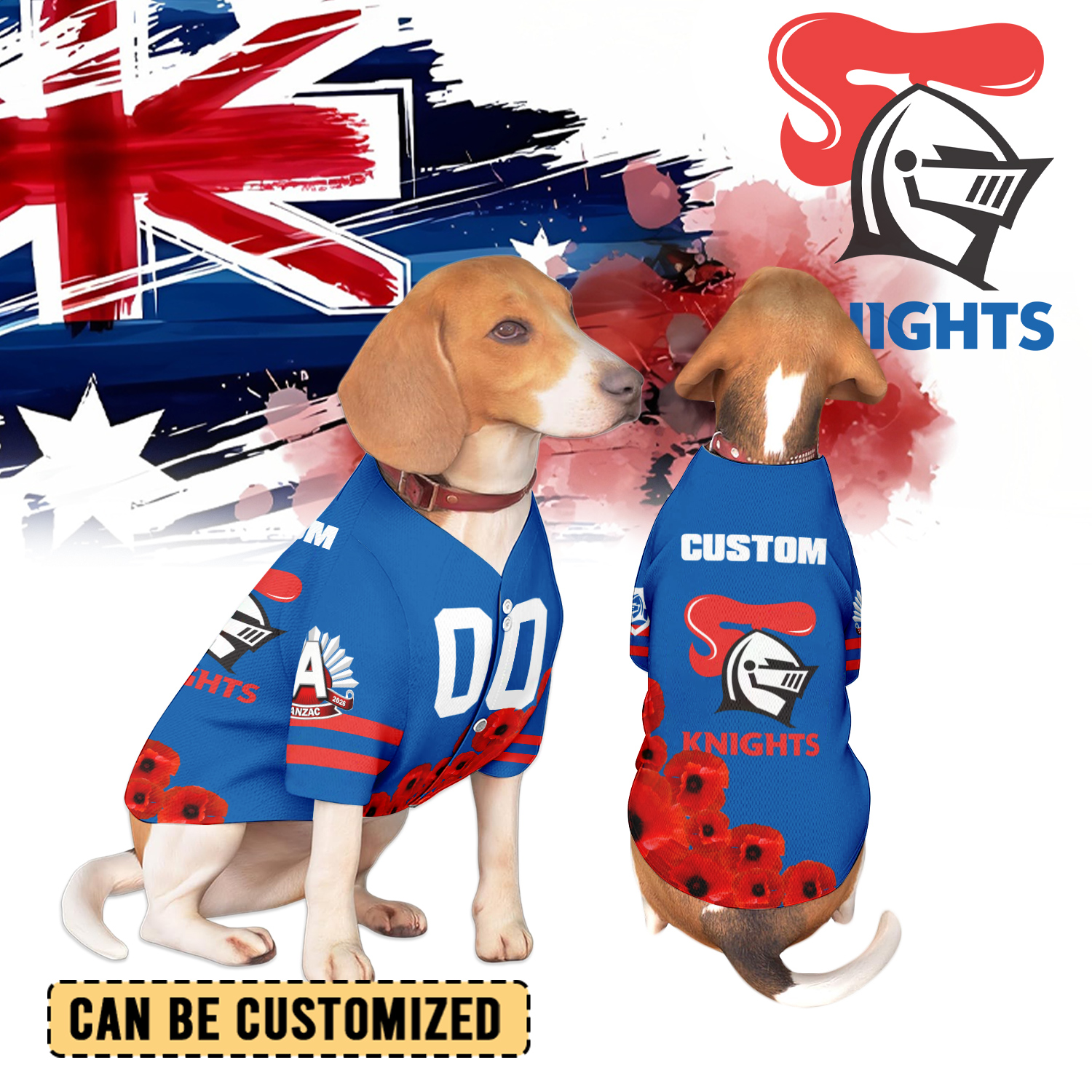 Auspiritmerch Newcastle Knights x Anzac Day Personalized Pet Baseball Jersey Gift For Fans