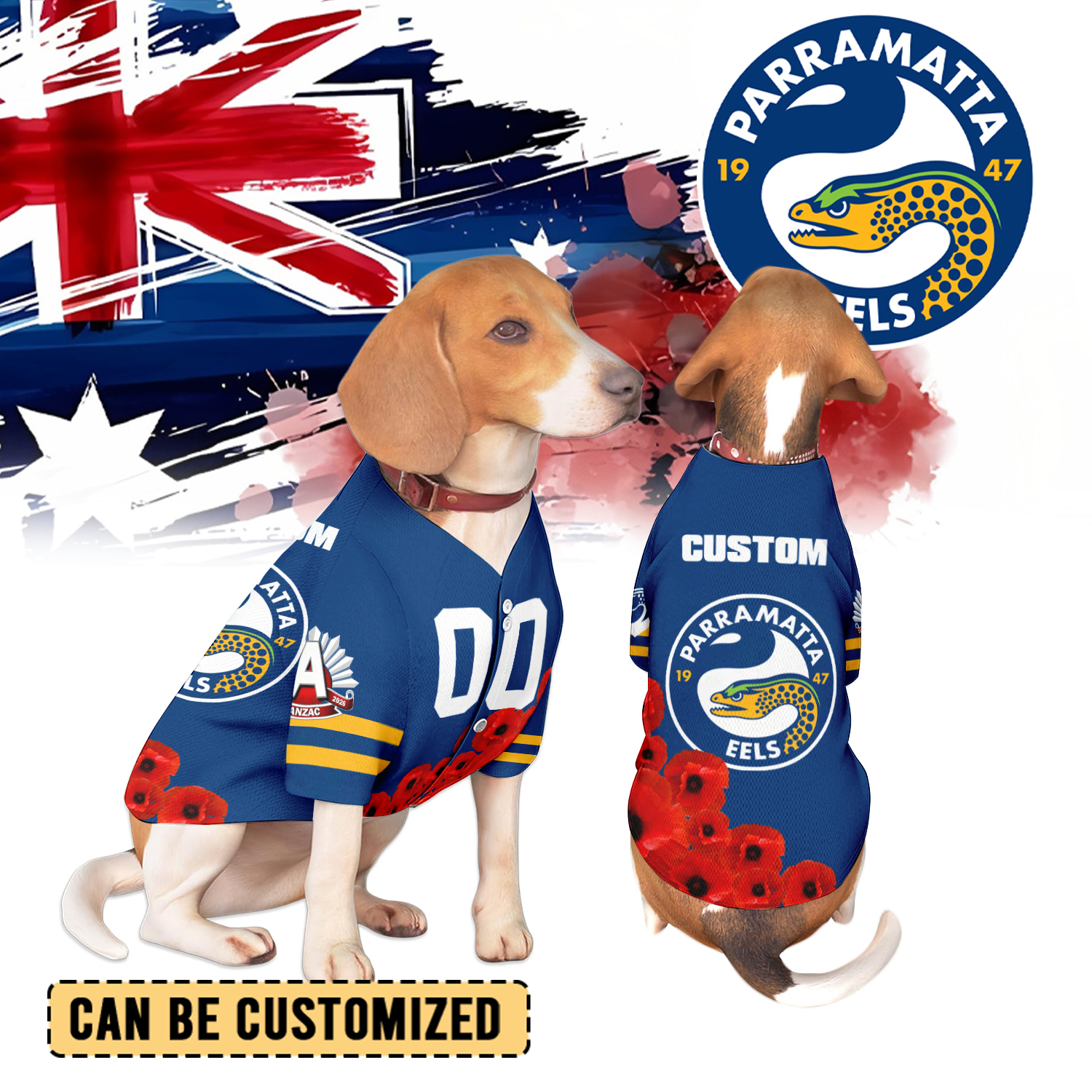 Auspiritmerch Parramatta Eels x Anzac Day Personalized Pet Baseball Jersey Gift For Fans