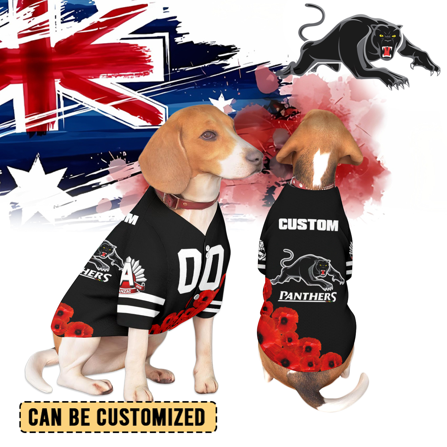 Auspiritmerch Penrith Panthers x Anzac Day Personalized Pet Baseball Jersey Gift For Fans