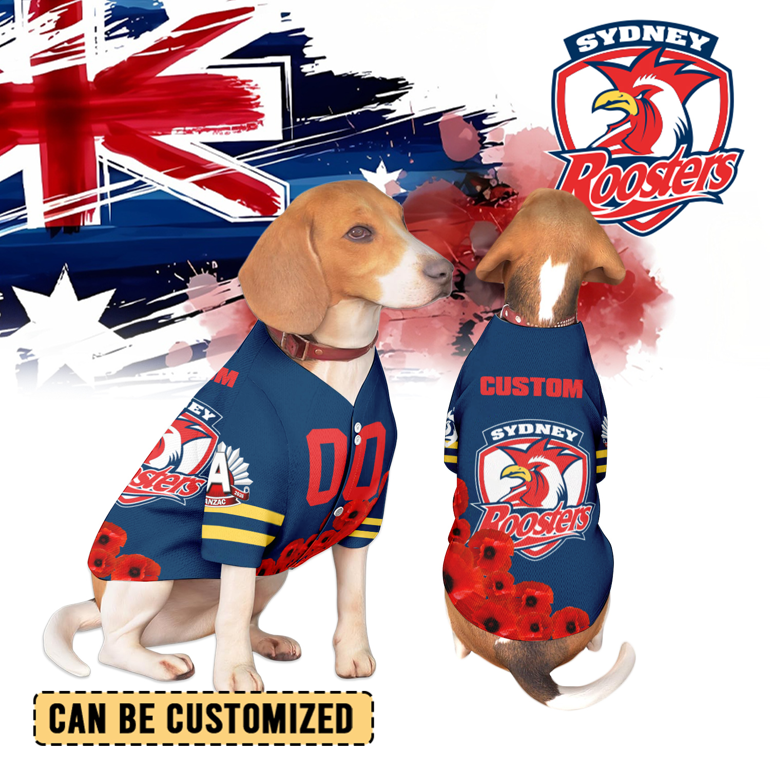 Auspiritmerch Sydney Roosters x Anzac Day Personalized Pet Baseball Jersey Gift For Fans