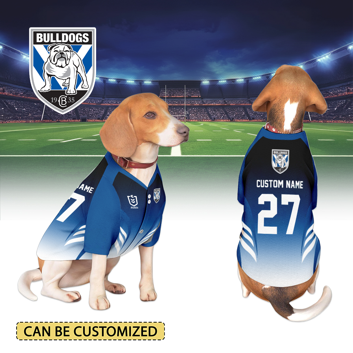 Auspiritmerch Canterbury-Bankstown Bulldogs Personalized Pet Baseball Jersey Gift For Fans