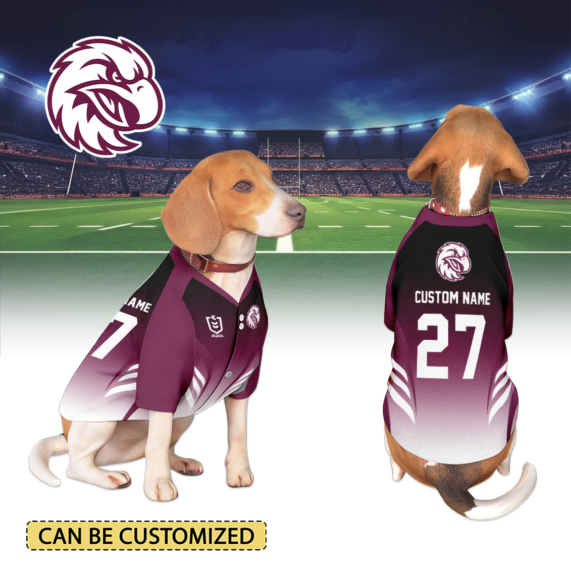 Auspiritmerch Manly Warringah Sea Eagles Personalized Pet Baseball Jersey Gift For Fans