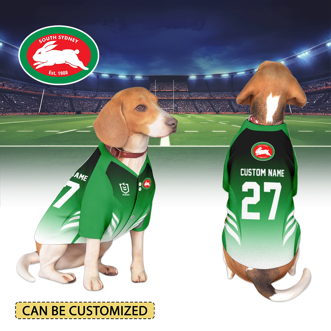 Auspiritmerch South Sydney Rabbitohs Personalized Pet Baseball Jersey Gift For Fans