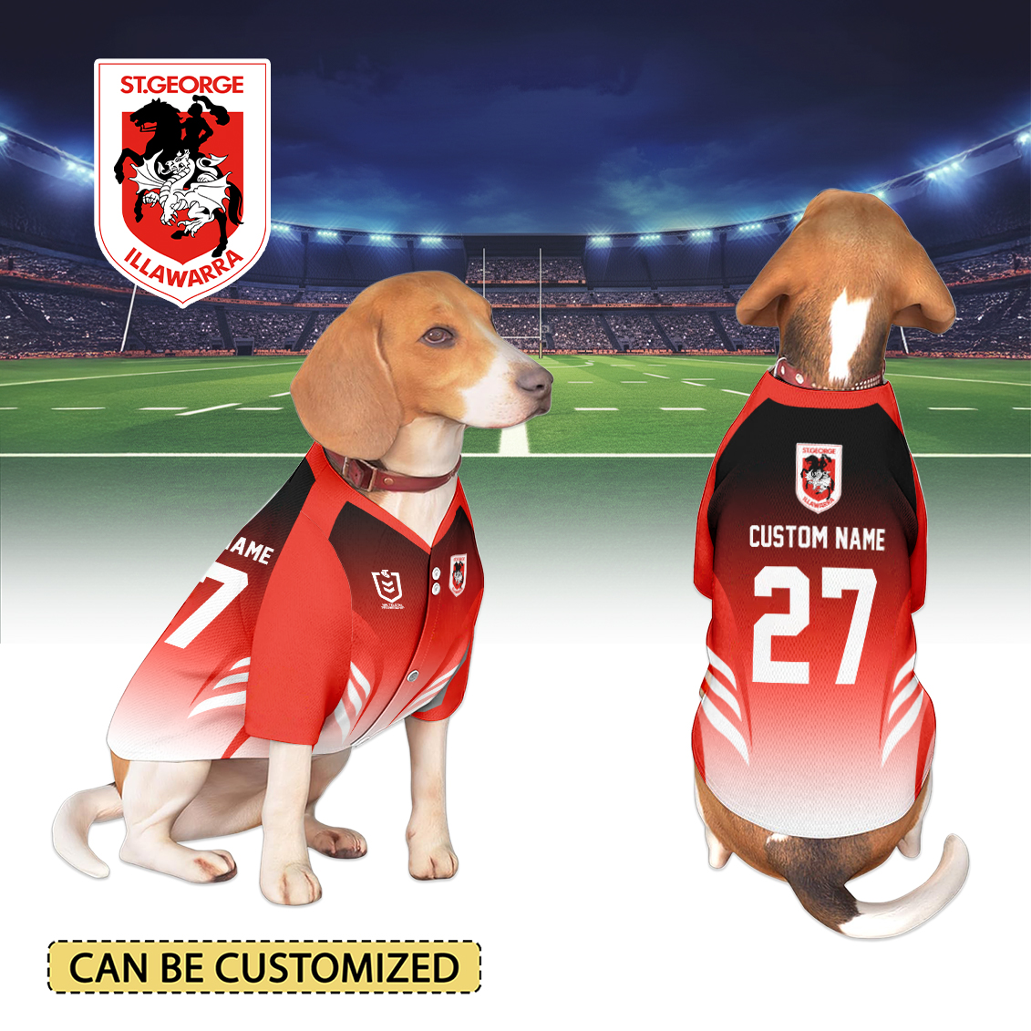Auspiritmerch St. George Illawarra Dragons Personalized Pet Baseball Jersey Gift For Fans