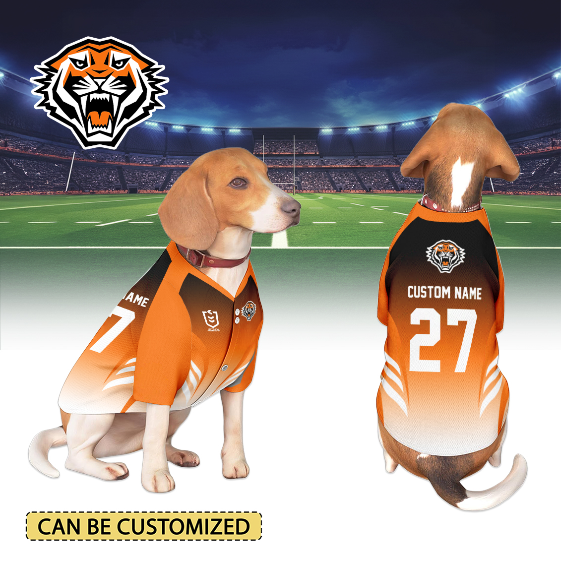 Auspiritmerch Wests Tigers Personalized Pet Baseball Jersey Gift For Fans