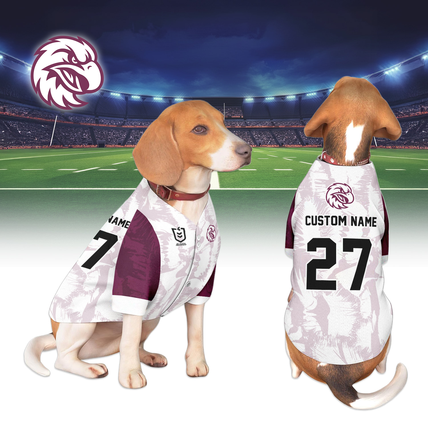 Auspiritmerch Manly Warringah Sea Eagles Personalized Pet Baseball Jersey Gift For Fans