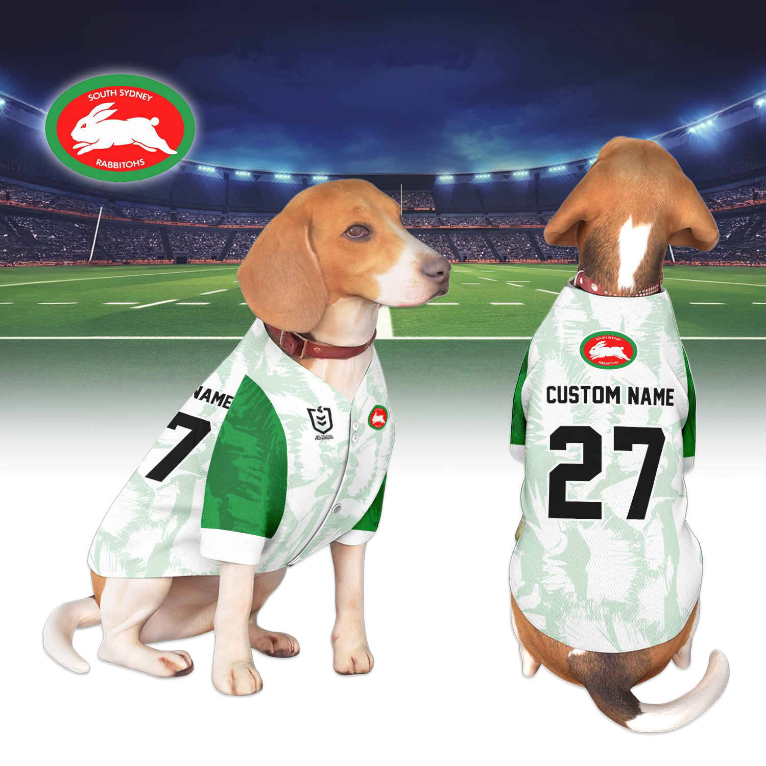 Auspiritmerch South Sydney Rabbitohs Personalized Pet Baseball Jersey Gift For Fans