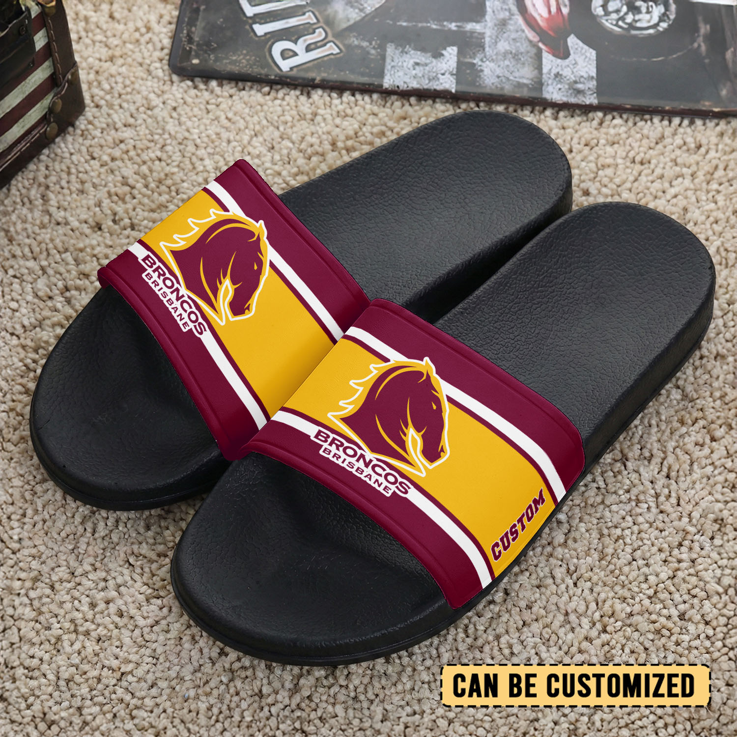 Auspiritmerch Brisbane Broncos Personalized Sports Slippers Gift For Fans