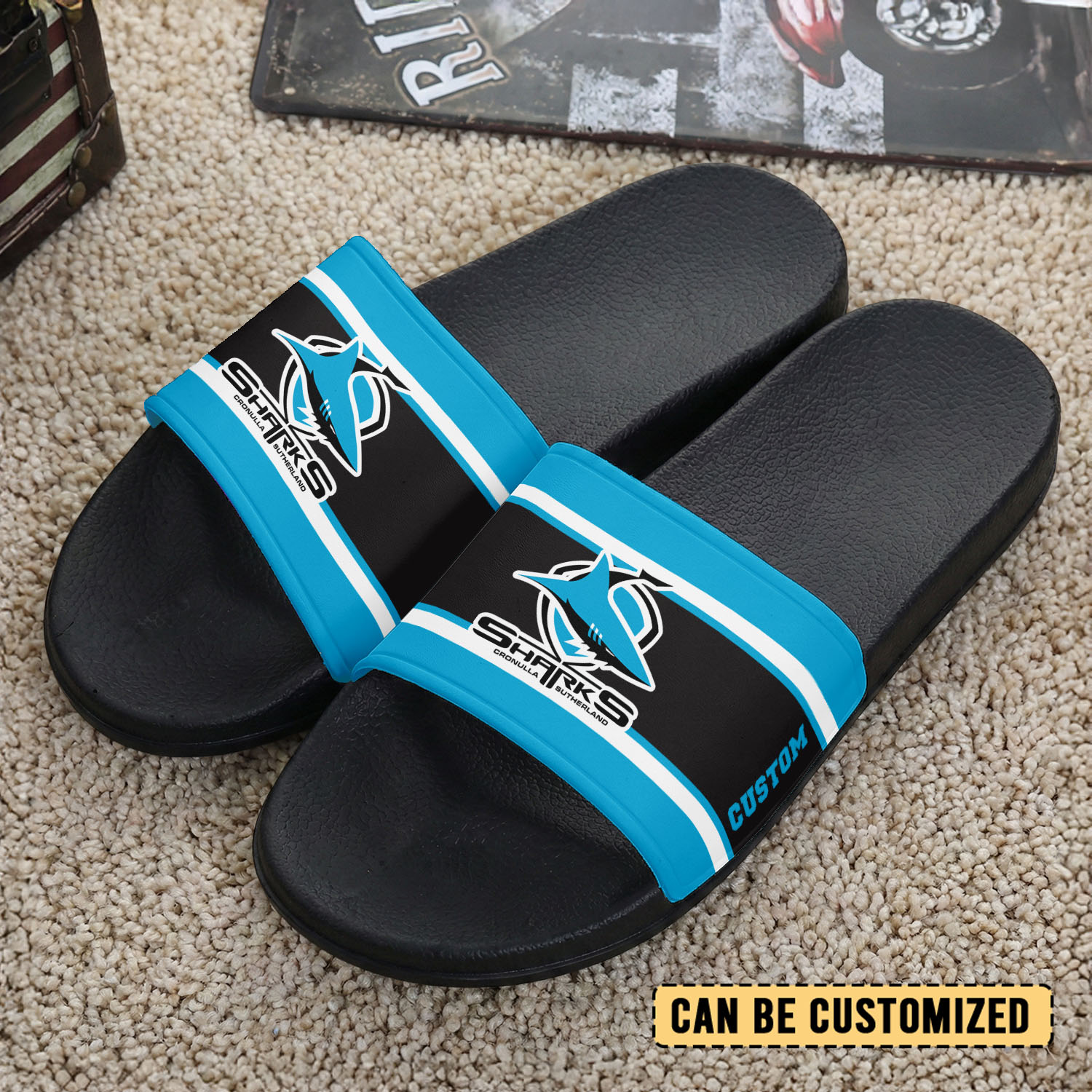Auspiritmerch Cronulla-Sutherland Sharks Personalized Sports Slippers Gift For Fans