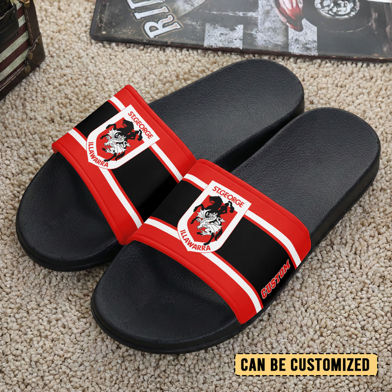 Auspiritmerch St. George Illawarra Dragons Personalized Sports Slippers Gift For Fans